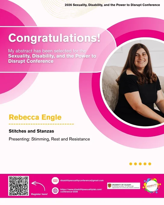 Speaker spotlight poster featuring Rebecca Engle. A headshot, affilation, and abstract title is provided on the poster.

A registration QR code is also provided on the bottom left corner of the poster.