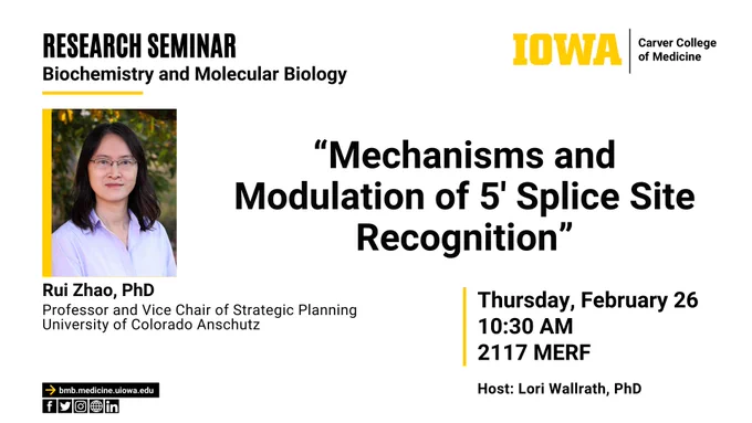Announcement of a research seminar by Dr. Rui Zhao of the University of Colorado Anschultz on Feb 26.