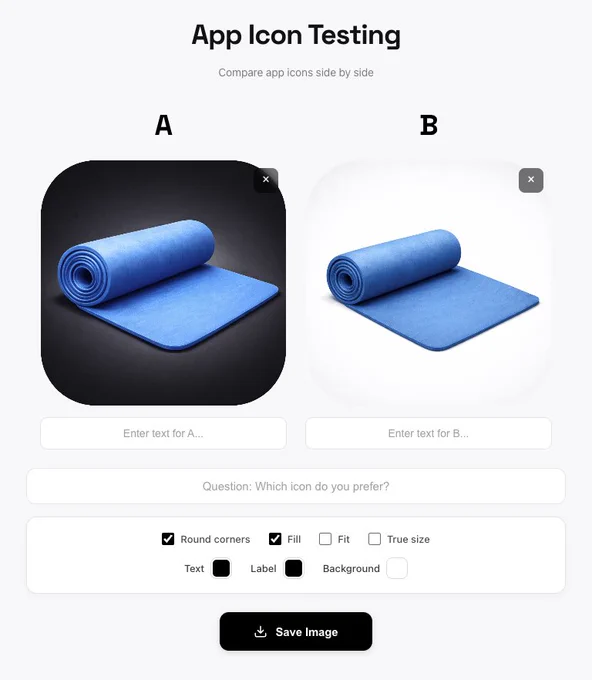 Build in public app icon A/B testing tool