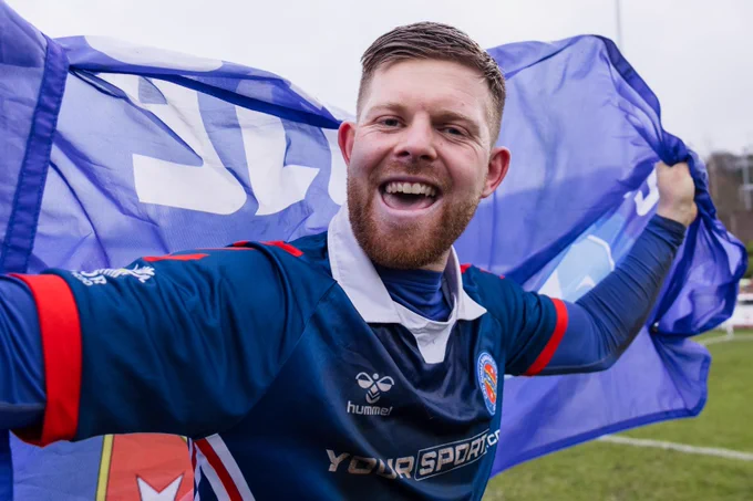 Bangor City 1876 celebrate victory against Caerau Ely. 