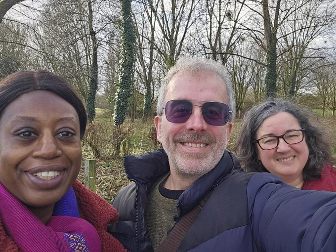 Thames Ward Labour Councillors at Hills Meadow in Caversham.