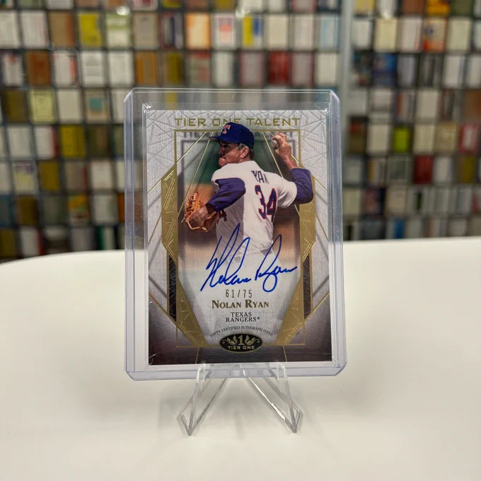 2022 Topps Tier One Talent Autograph Card
Nolan Ryan, Texas Rangers (61/75)