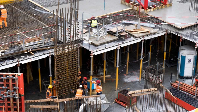Aerial view of a large construction project