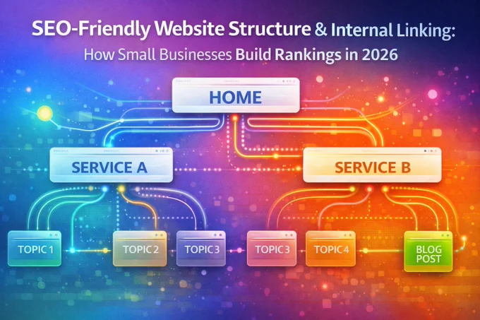 Learn how SEO-friendly website structure and internal linking help small businesses build rankings and visibility in 2026.