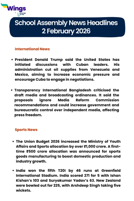 International and Sports News for 2 February 2026