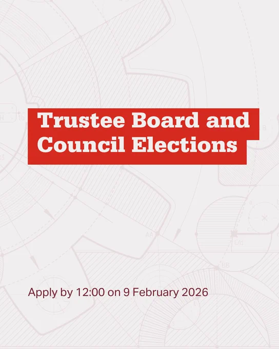 Announcement for Trustee Board and Council Elections with application deadline on 9 February 2026 at noon.