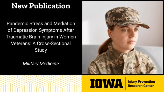 New Publication. Pandemic Stress and Mediation of Depression Symptoms After Traumatic Brain Injury in Women Veterans: A Cross-Sectional Study. Military Medicine. 
Female military personnel with a neutral facial expression.