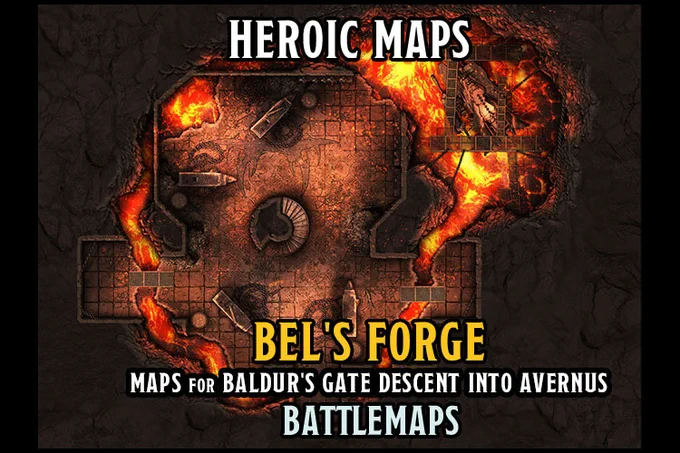 Baldur's Gate: Descent into Avernus - Bel's Forge Battlemaps are available now at DMsGuild.com