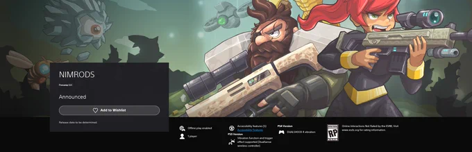 NIMRODS is now available for Wishlist on the PlayStation Store