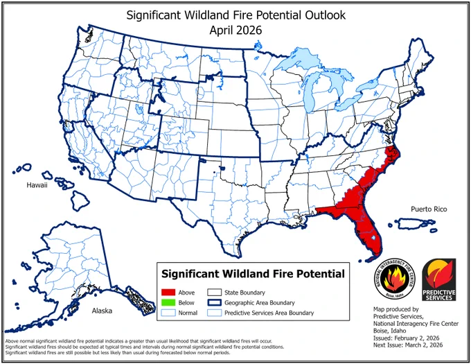 Significant Wildland Fire Potential Outlook April 2026. 