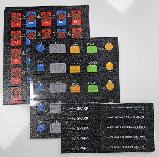 Aaronia SPARK ultra high speed 40GSPS DDS signal generator labels