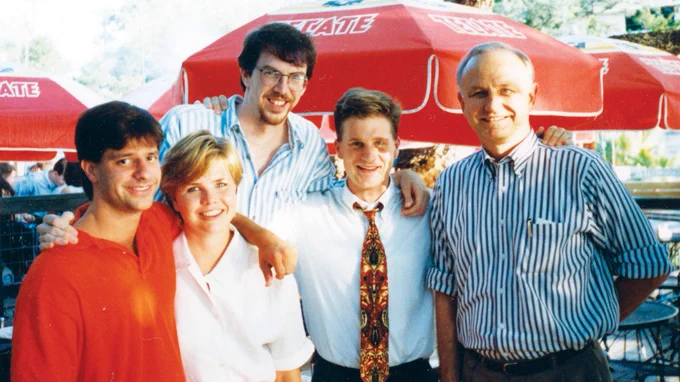 Vick with students in 1992