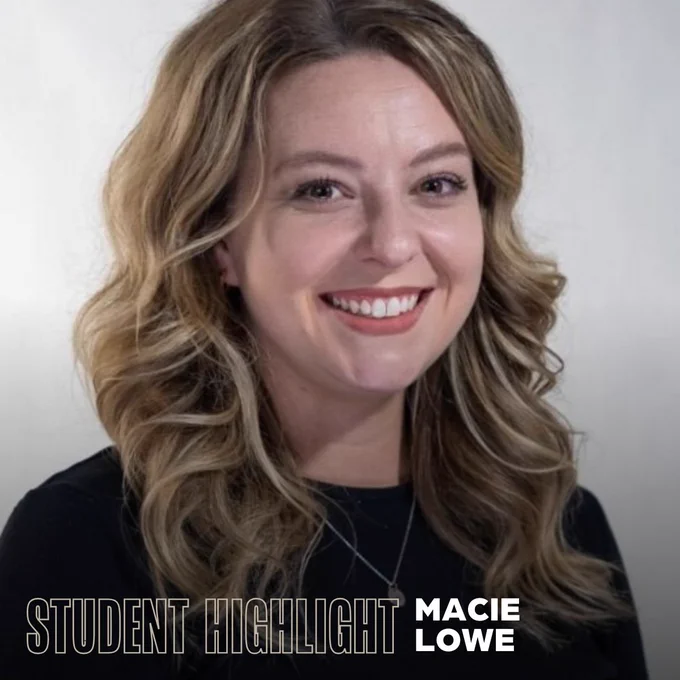 A photo of Macie Lowe with her name and the words "Student Highlight" on top. 