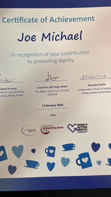 Joe's certificate.