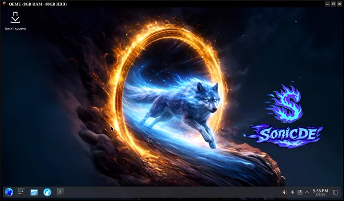 SonicDE 6.5.4 on Vendefoul Wolf Linux version Viriato, based on Devuan 7, and kernel 6.18.5 deb14-amd64