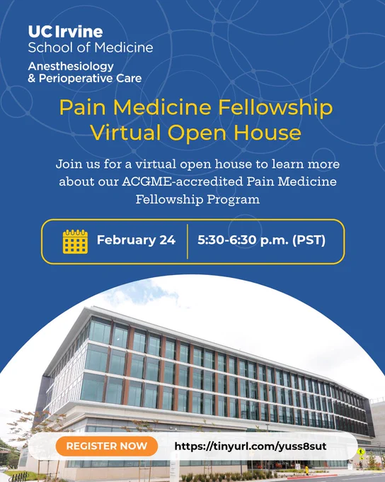 Pain Medicine Fellowship Virtual Open House February 24 at 5:30 p.m. Join us
