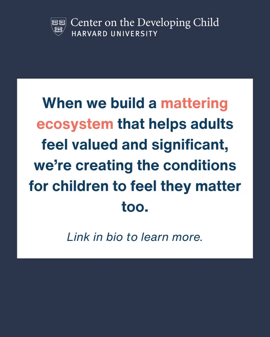 HCDC logo. Text: When we build a mattering ecosystem that helps adults feel valued and significant, we’re creating the conditions for children to feel they matter too. Link in bio to learn more.