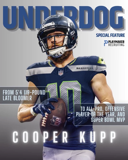 Cooper Kupp’s career is a masterclass in persistence. He went from a high schooler with zero scholarship offers to an NFL Triple Crown winner and Super Bowl MVP.

In 2025, he faced a new challenge: a fresh start with the Seattle Seahawks at age 32. Today, he’s preparing for another Super Bowl appearance.

The lesson? If people aren't calling your goals "ridiculous," you aren't aiming high enough. 📈