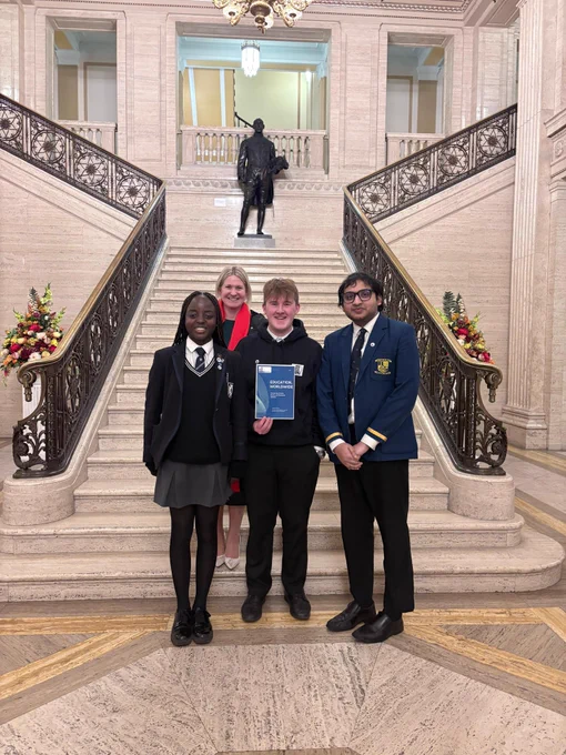 Conor, Ini and Dany (SSUNI exec members) and Edel (Member of NEU) at Stormont