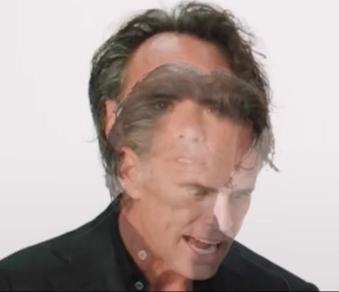 Meme of Walton Goggins superimposed on himself. One face looking calm, the other intense.