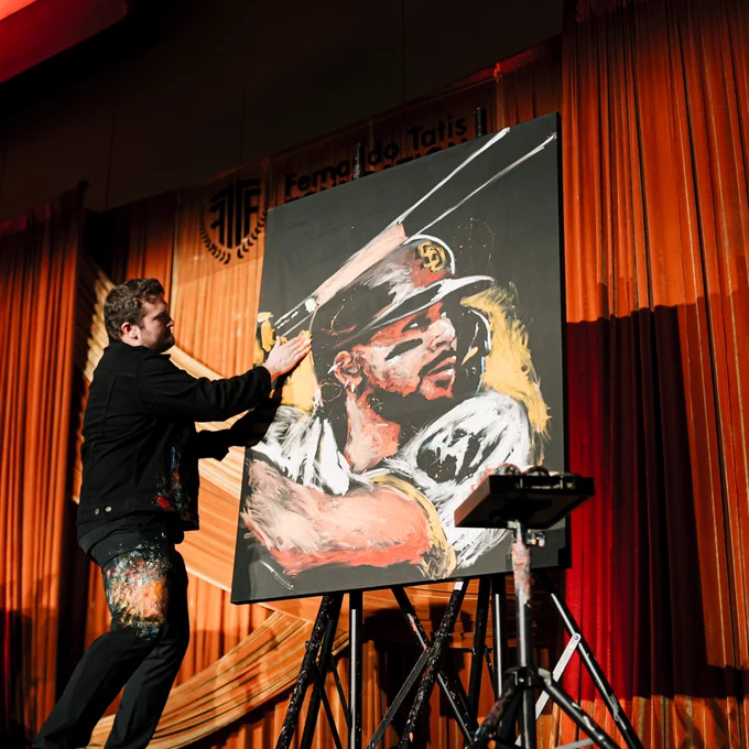 A finger-painted painting of Fernando Tatis Jr.