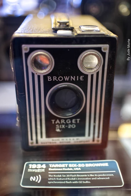 Old-school Kodak Target Six-20 Brownie camera on display at the 29 January-1 February 2026 Photoworld Asia (PWA) camera expo in Makati City, Philippines 🇵🇭 
The Kodak Target Six-20 Brownie is a metal box camera that produces 2.25 inch x 3.25 inch (6x9 cm) images. It had a simple focused meniscus lens that shot at 1/100th of a second and a top mounted tab for just two apertures (f/11, f/16), basically the point and shoot camera of its 1946-1952 heyday.
The PWA is an annual event that celebrates all things involving image capture. It's held in the first quarter of a calendar year, either in Makati City or in Quezon City in the Philippines' Metro Manila capital megalopolis.