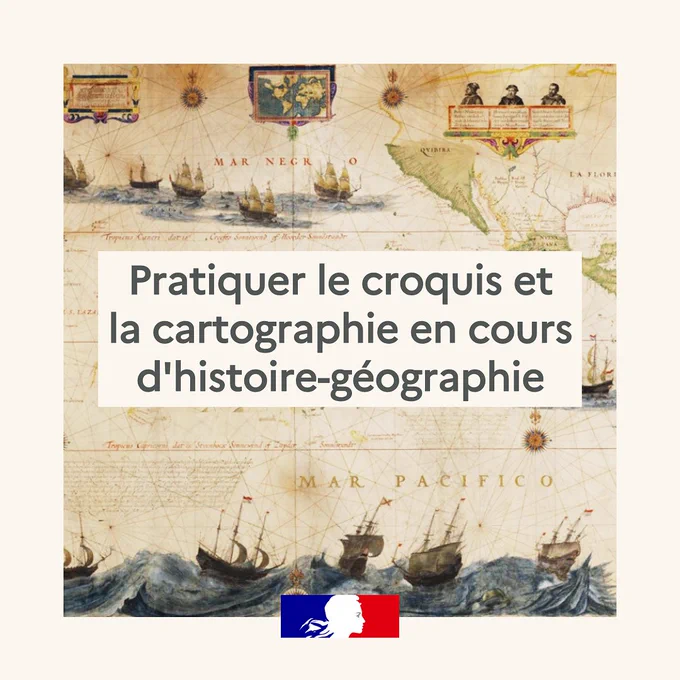Pratiquer le croquis et la cartographie en cours d'histoire-géographie - visuel d'illustration : Mar del Sur - Mar Pacifico par le cartographe Hessel Gerritsz (1581-1632) - Crédit : gallica.bnf