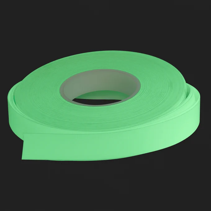 Image of green glowing roll of photoluminescent tape, powered by ambient light and available from Luminous Egress. Image courtesy of Safe-T-Nose.
