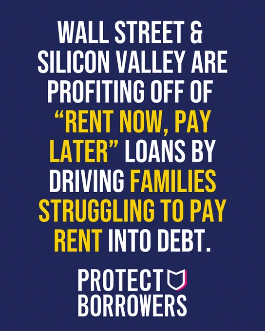 Wall Street and Silicon Valley are profiting off of "Rent Now, Pay Later" loans by driving families struggling tp pay rent into debt.