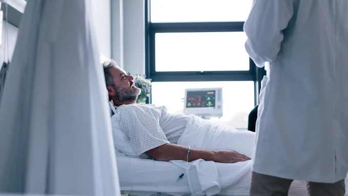 Male patient getting treatment in a hospital setting