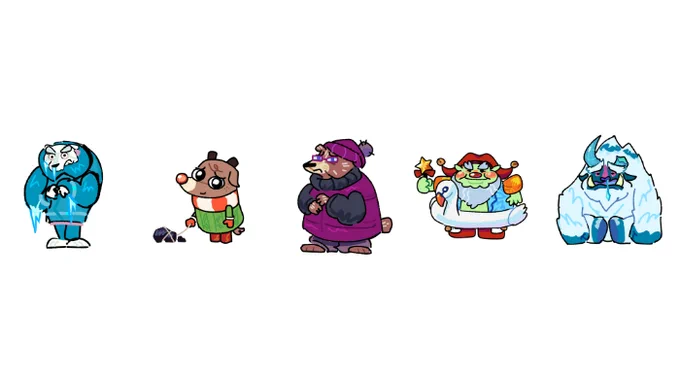 A roster of character designs (created by Octalien) from Egg Hunt 2026: The Grand Eggspress.