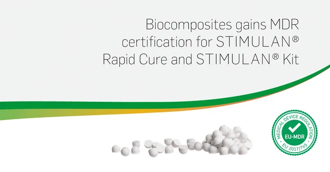 Our STIMULAN® Rapid Cure and STIMULAN® Kit products have gained European Union Medical Device Regulation (#MDR) certification for mixing with vancomycin, gentamicin and tobramycin, including the combination of vancomycin with either gentamicin or tobramycin, for use in bone and surrounding soft tissue.  Image of STIMULAN beads.