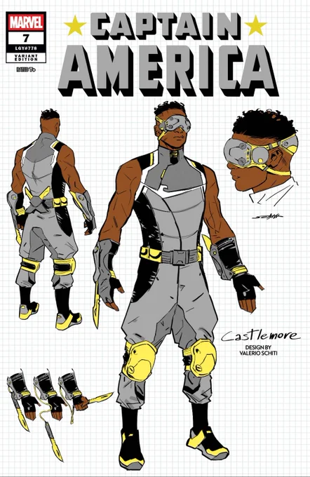 • 'Captain America' (2025) #7 1:10 Incentive 'Design' Variant Cover by Valerio Schiti.

///

Written by Chip Zdarsky.
Art by Delio Diaz and Frank Alpizar.
Colors by Romulo Fajardo Jr.