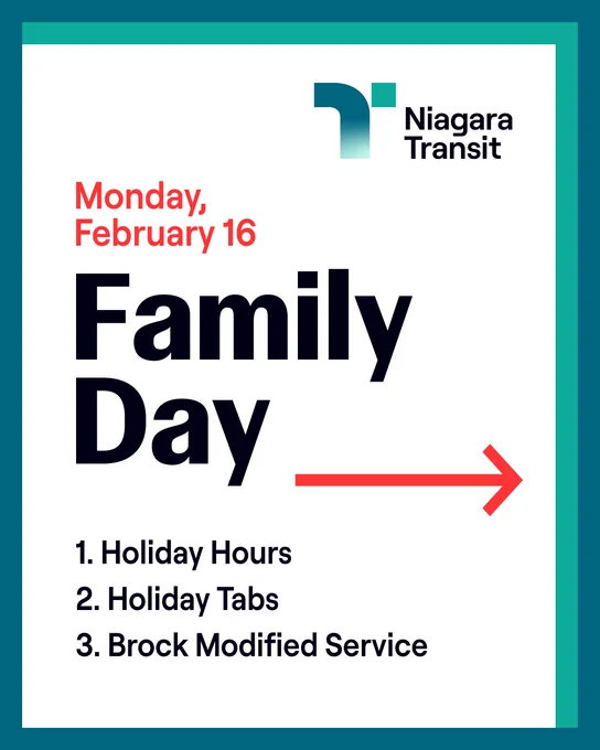 Family Day is Monday, February 16