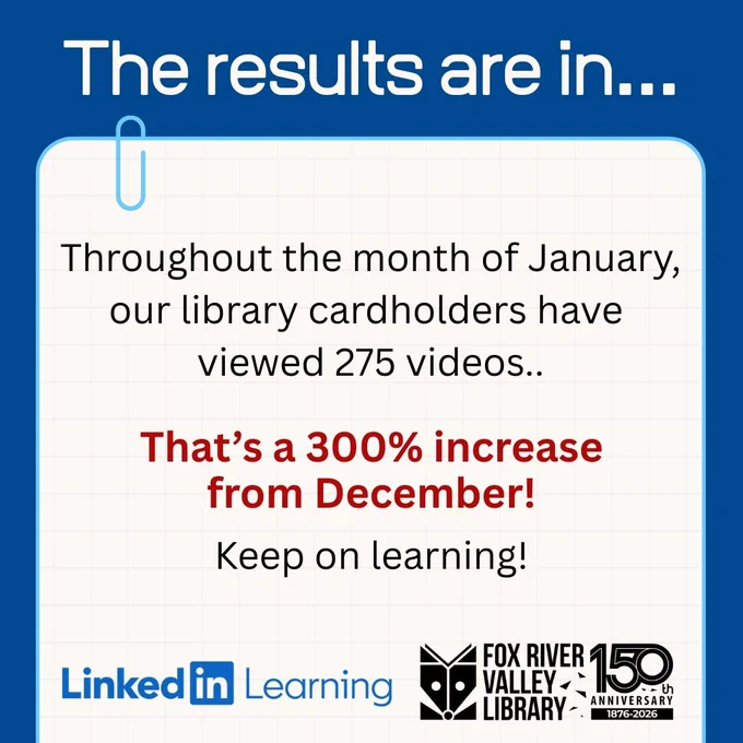 Graphic announcing Linkedin Learning video view increase during January.
