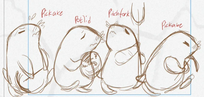 A sketch version of the image above, but they're a lot more cartoonish