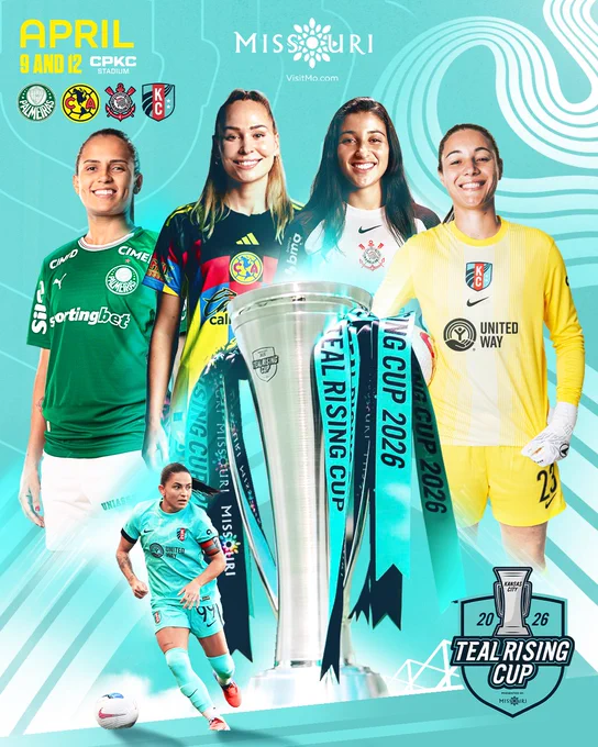 Teal Rising Cup presented by Visit MO April 9 and 12 with KC Current, Palmeiras, Corinthians and Club America