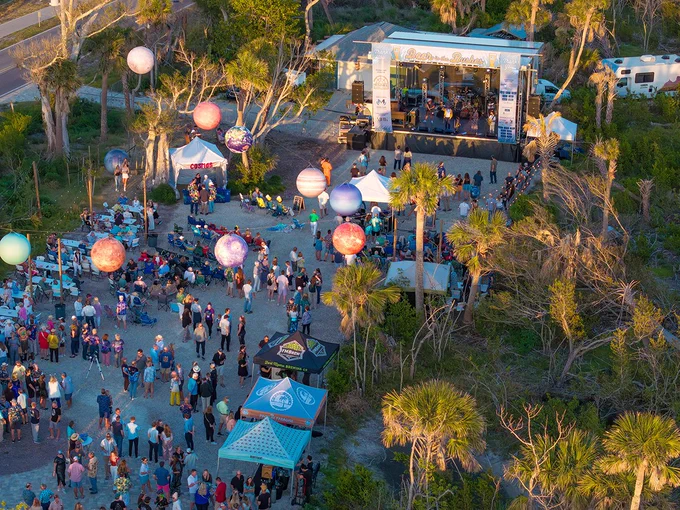 aerial crowd and stage shot