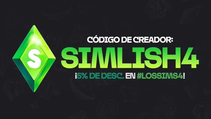 Código de creador SIMLISH4 con 5% de descuento adicional en Los Sims 4 al comprar en la tienda oficial de EA.