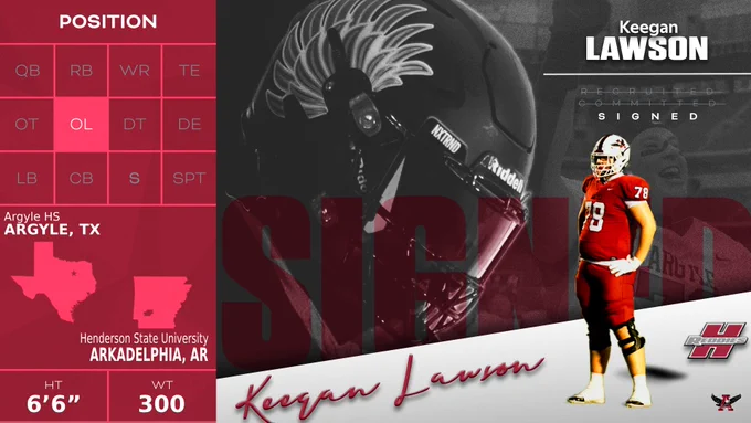 Keegan Lawson signs at Henderson State University.