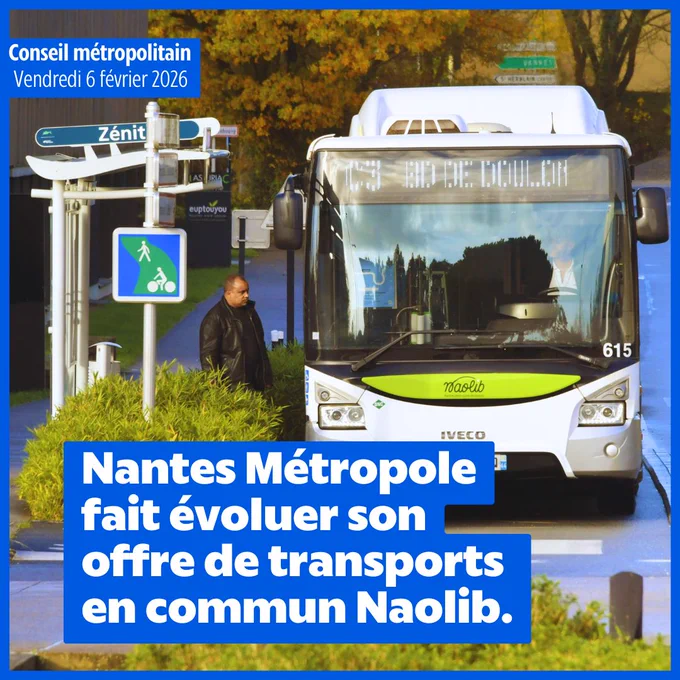 Visuel à propos de l'évolution de l'offre de transports en commun Naolib votée au Conseil métropolitain le vendredi 6 février 2026.