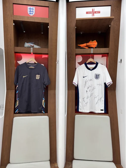 Signed England home and away shirt