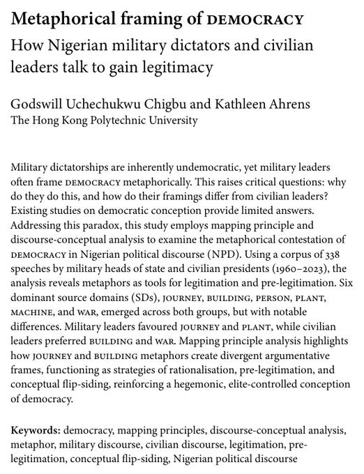 Article: Metaphorical framing of democracy