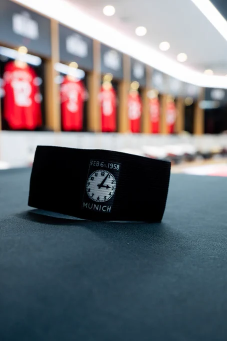 An image of United’s captain’s armband to commemorate the Flowers of Manchester.