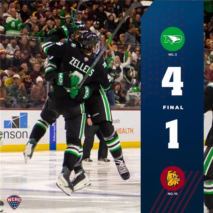 FINAL
No. 3 North Dakota 4
No. 10 Minnesota Duluth 1