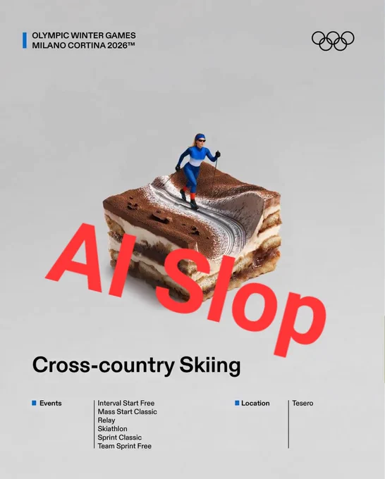 Ai image of an Olympic ski athlete skiing down a cake
