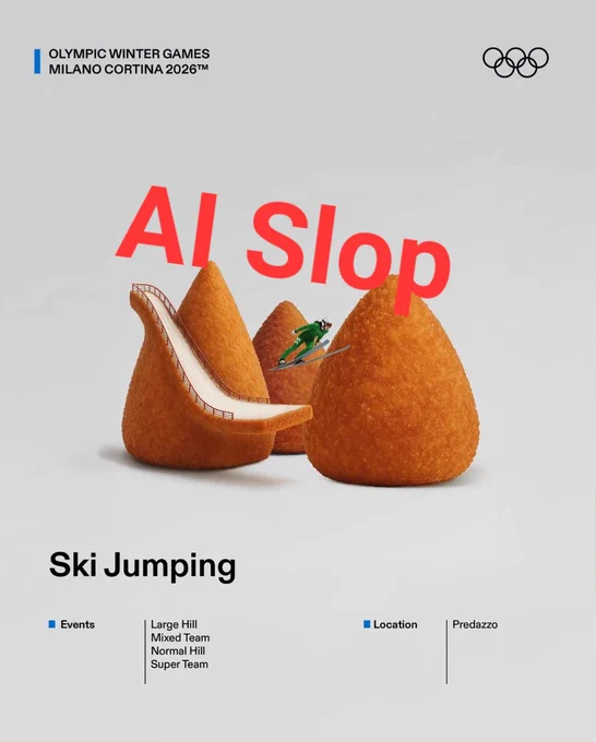 Ai image of a ski jumper jumping off a poorly rendered ski jump attached to a pastry