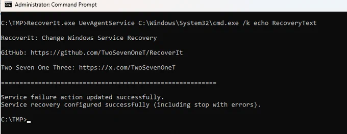 RecoverIt abuse UevAgentService config