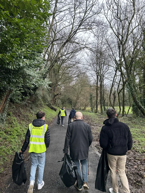 Activists litter-picking.