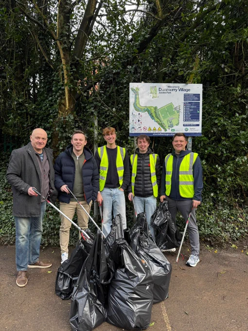 John Blair MLA, Eóin Tennyson MLA, Shay Fox and Party activists litter-picking.